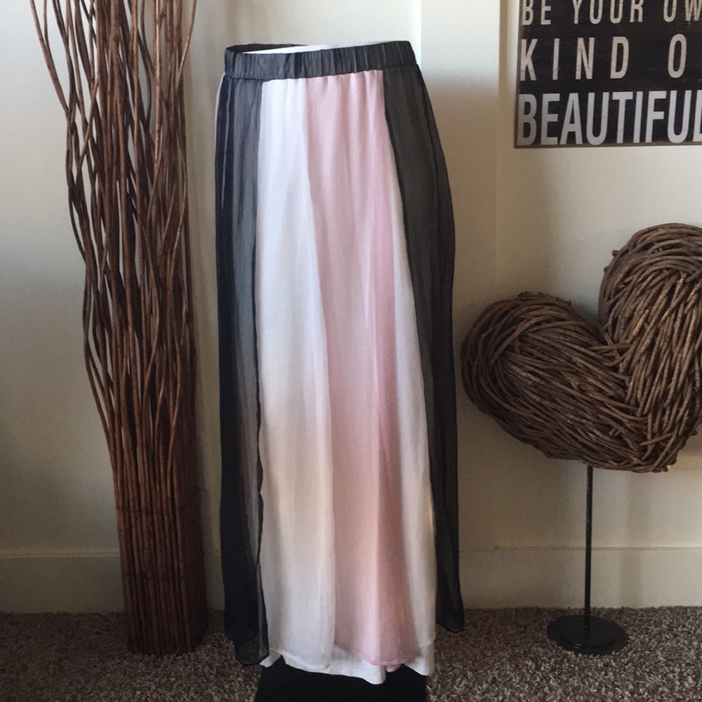 Chelsea & Theodore sheer layered maxi skirt